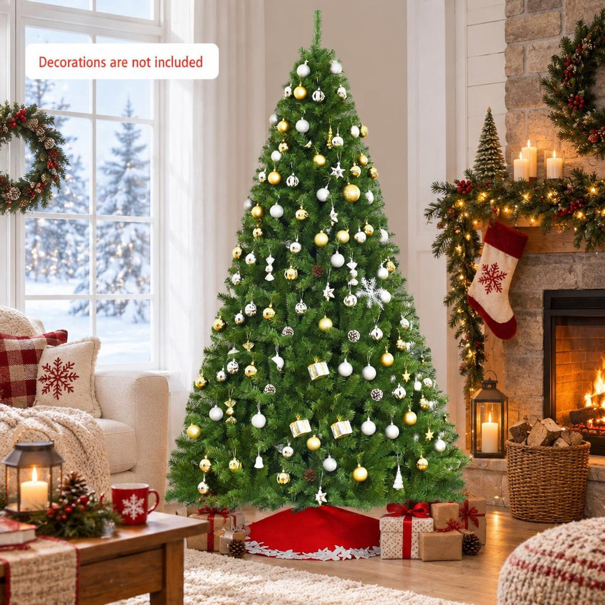 Airfind PVC Artificial Christmas Tree Premium Hinged-9 ft, PVC iron Frame, 3.8ft x 6ft Footprint, Green