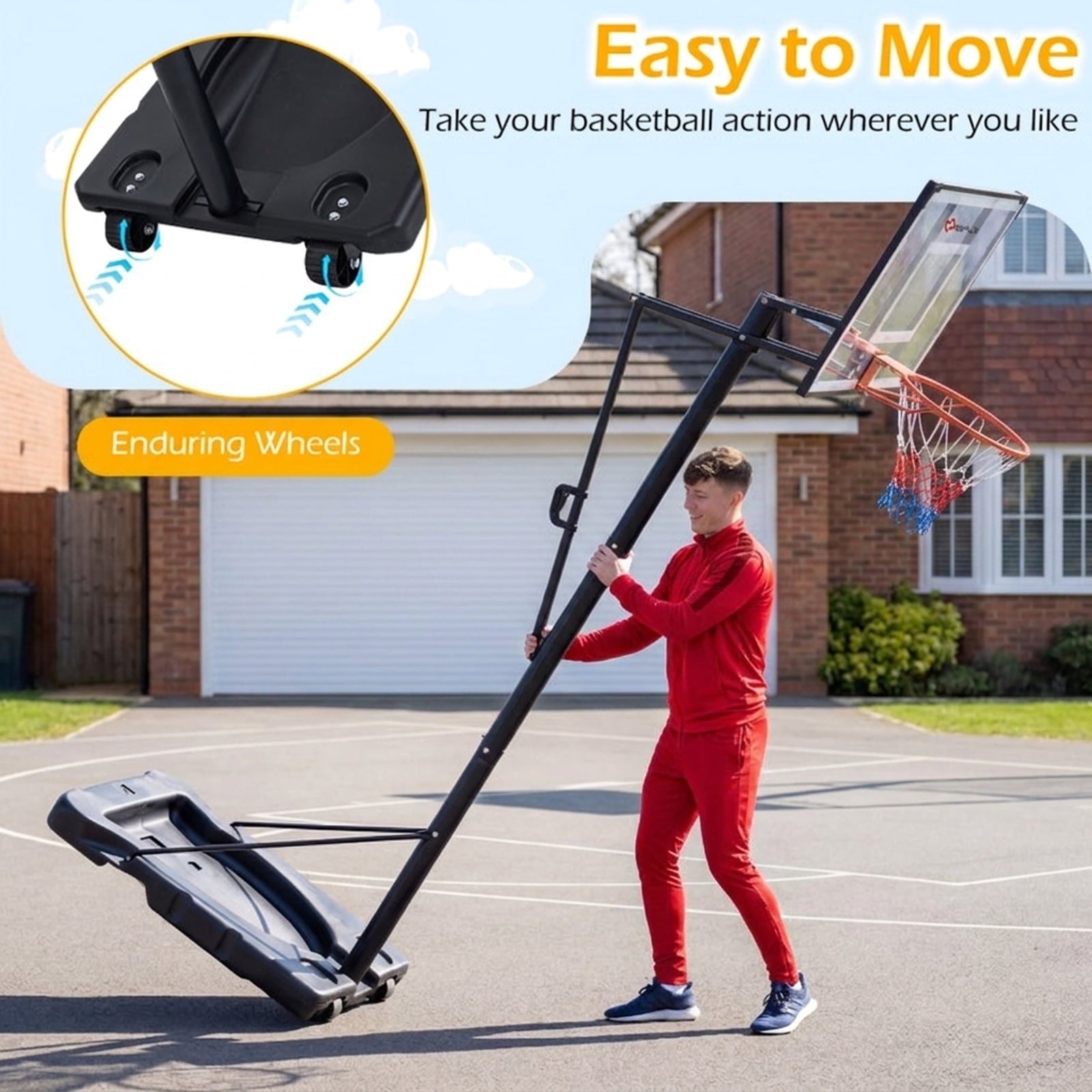 Airfind Portable Basketball Goal (10 ft Range) Stabilizing Base, Black