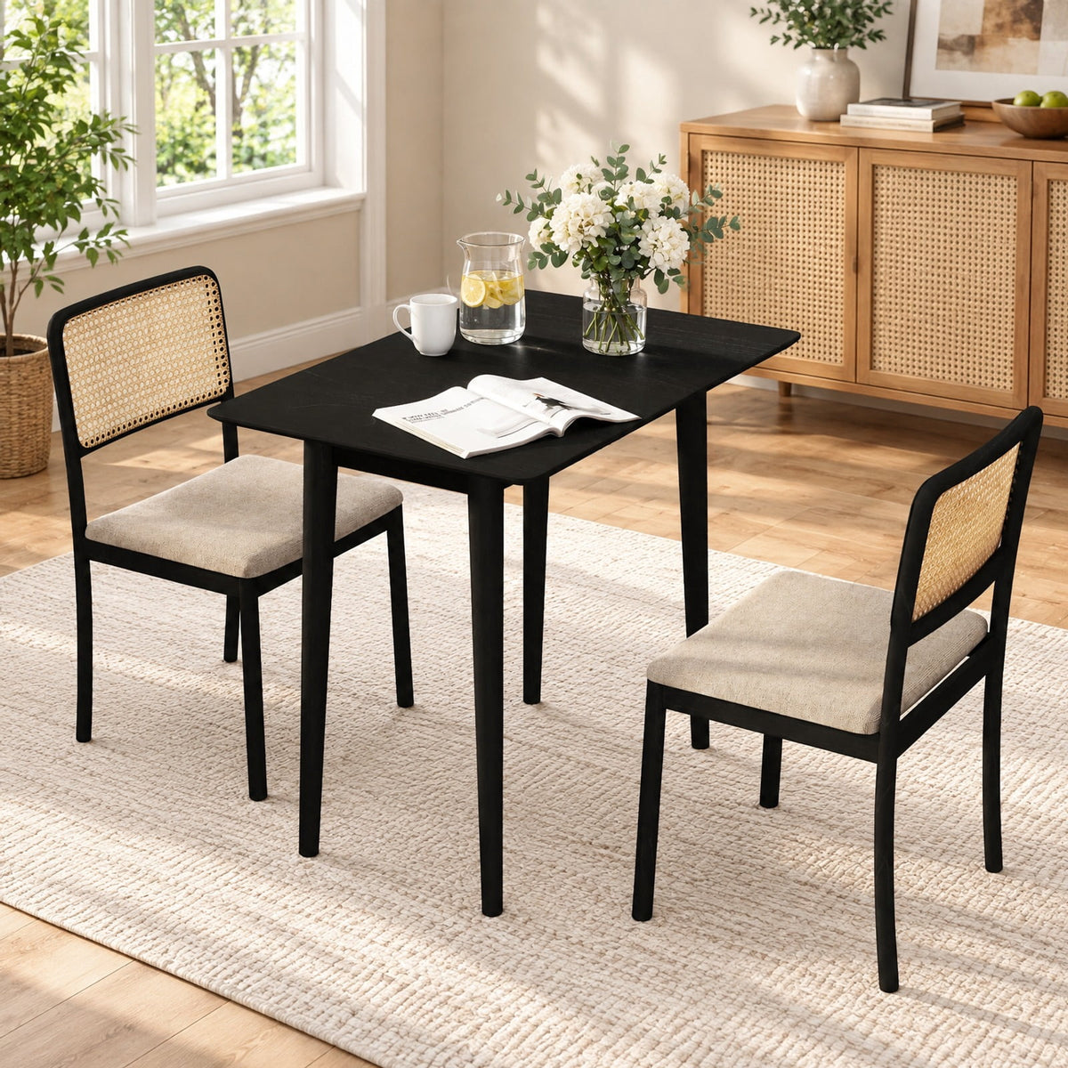 Airfind Rectangular Wooden Dining Table for 2-4 34 Inch Farmhouse Solid Wood Kitchen Table, 165 lbs Capacity, MDF Rubber Wood Rectangular Frame