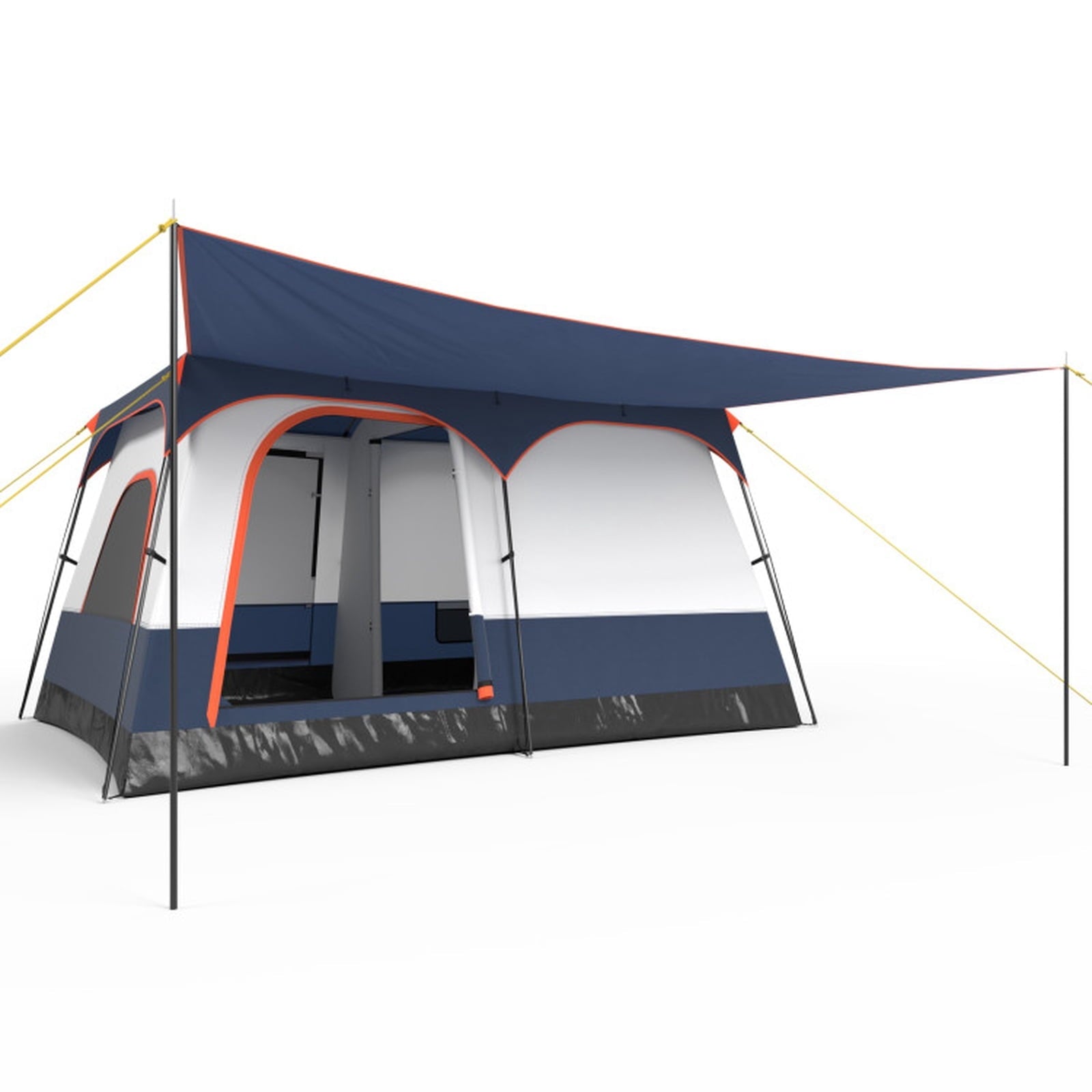 Airfind 6-8 Person Large Family Camping Tent with Porch, 2 Rooms and 2 Doors, Waterproof Cabin Tent with Skylight and Rainfly, Navy