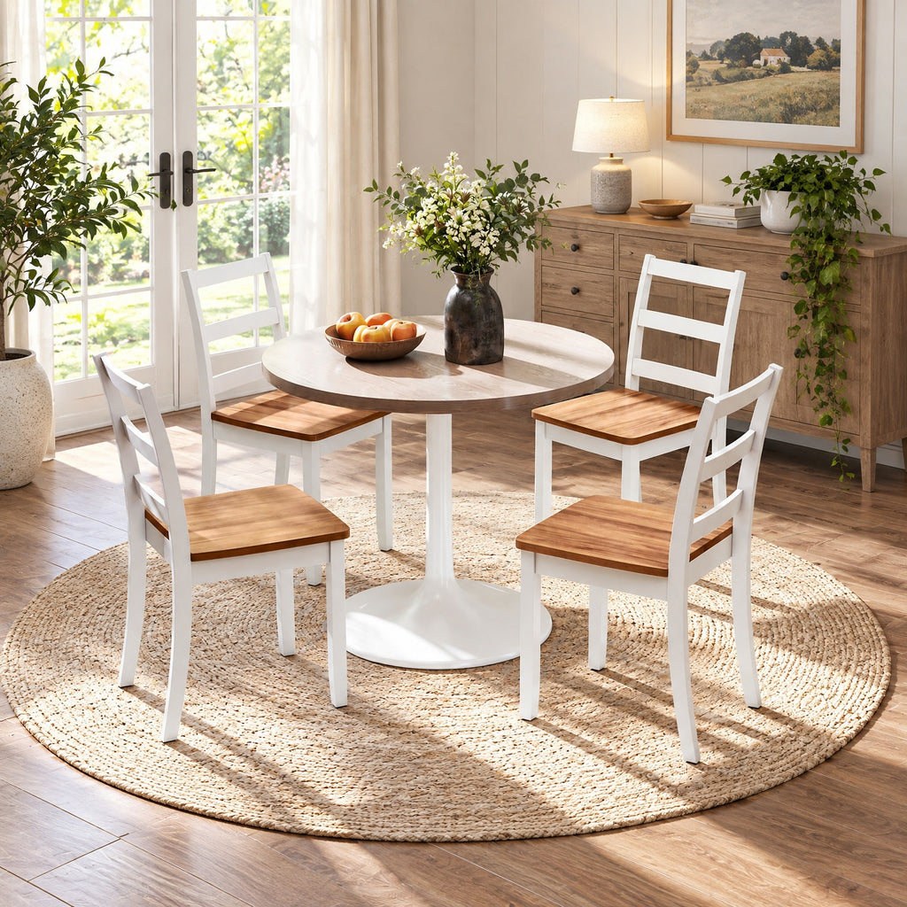 Airfind Set of 4 Wood Dining Chairs with Solid Rubber Wood Legs, 400 lbs Capacity, Rubber Wood MDF Plywood Frame, Wood