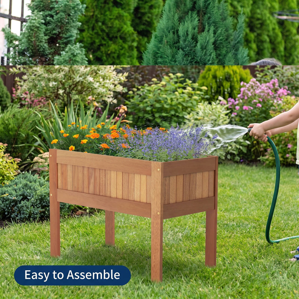 Airfind Wooden Raised Garden Bed Solid Wood Elevated Planter Box with Legs, 50 lbs Capacity, Solid Wood Frame, Wood