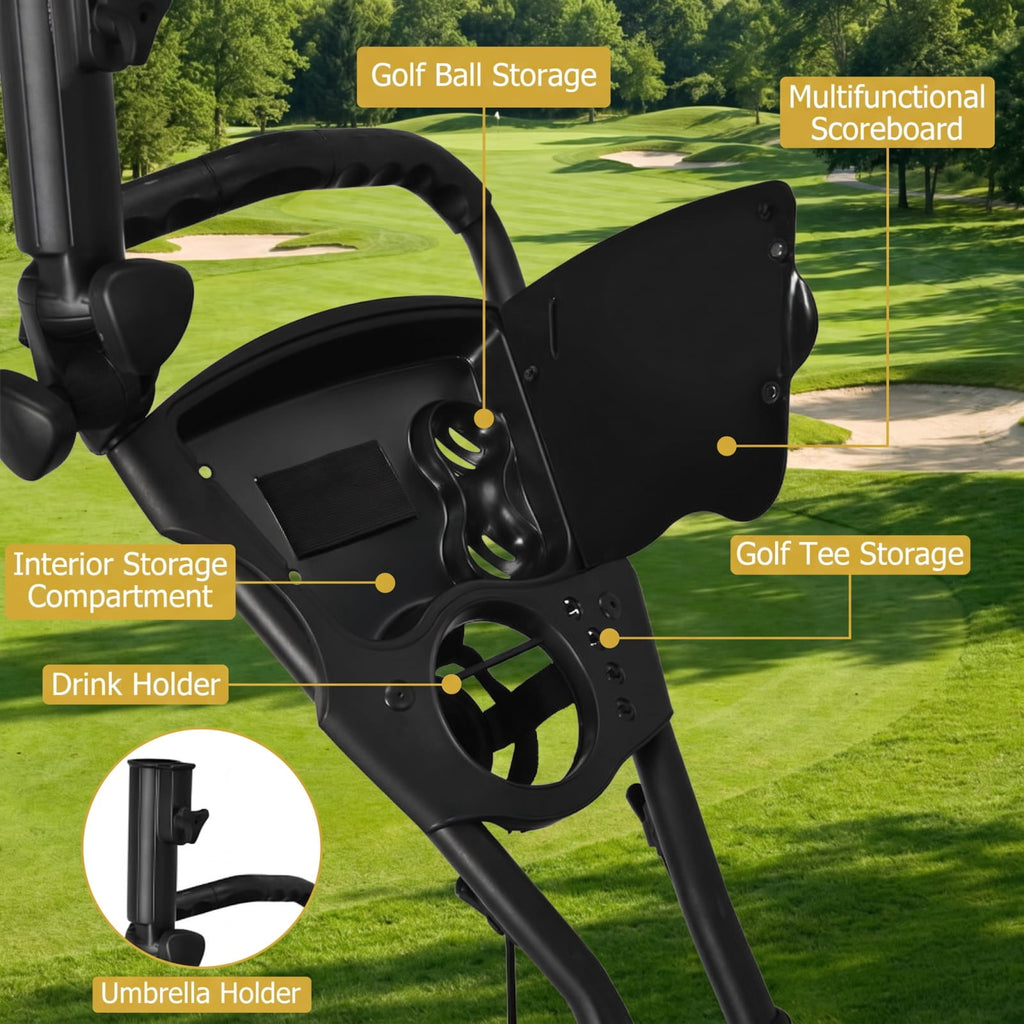 Airfind Folding 3 Wheel Golf Push Cart with Aluminum Frame and Storage Bag and Scoreboard and Adjustable Handle and Cup Holder, Gray