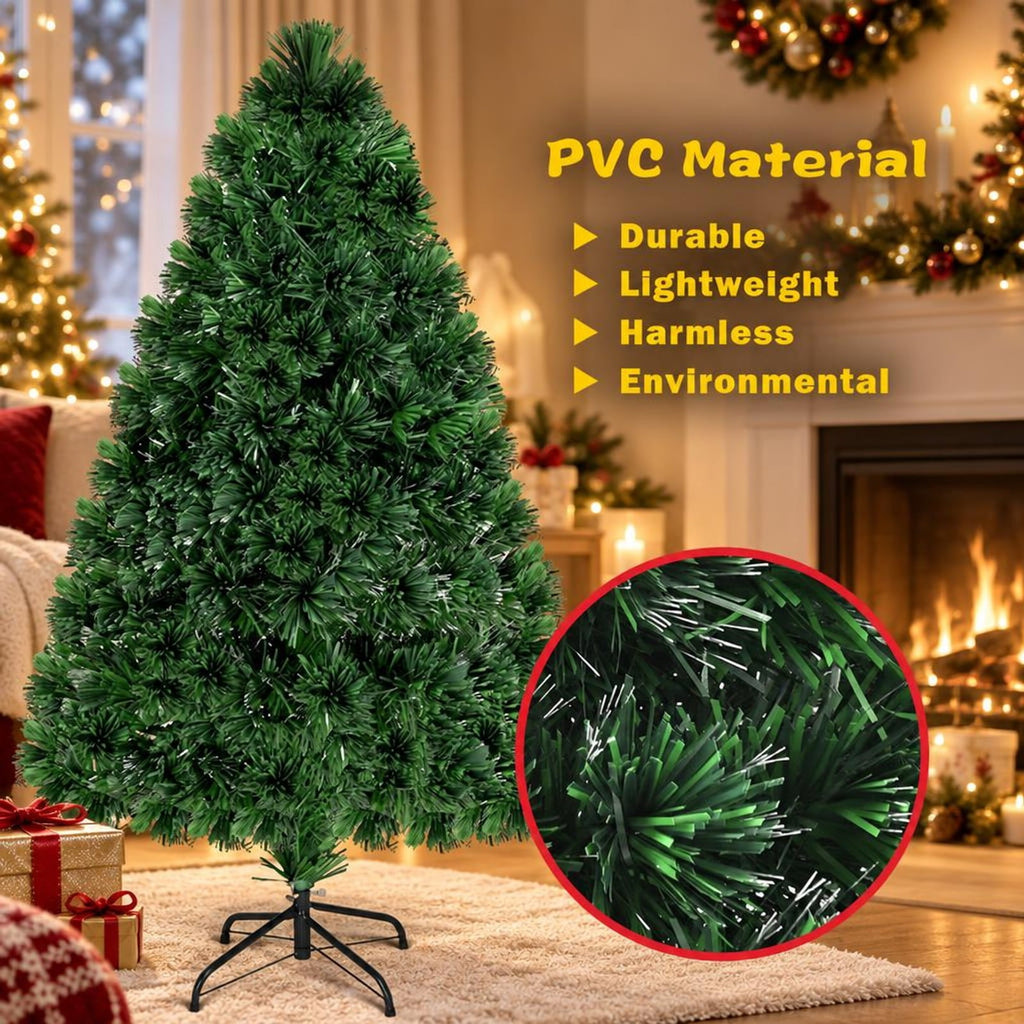 Airfind 3ft / 4ft / 5ft / 6ft Fiber Optic Artificial PVC Christmas Tree-4 ft, PVC Plastic Fiber Optic 3 Ft Frame, 1.7ft x 3ft Footprint, Green