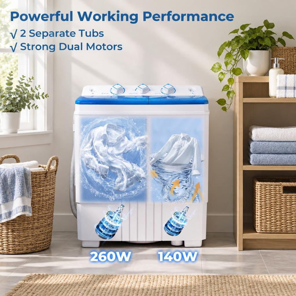 Airfind Portable Washing Machine with Built-in Drain Pump, PP Frame, Blue, Suitable for home apartment dorm and RV