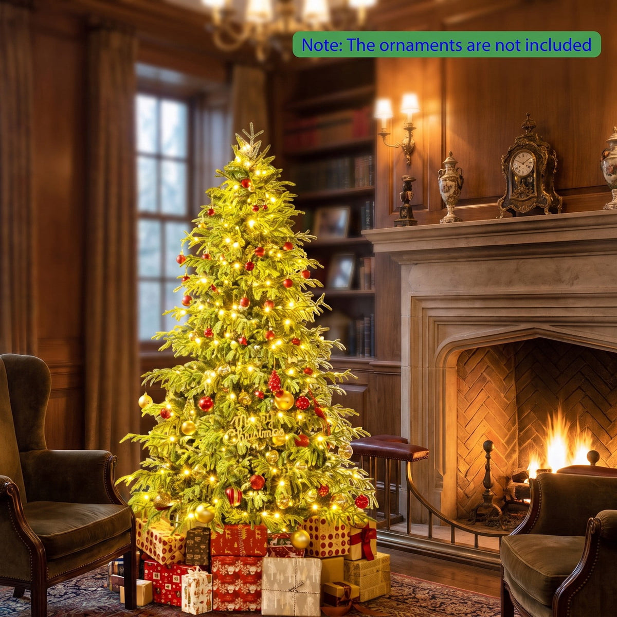Airfind Artificial Christmas Tree with LED Lights and PVC Mixed Branch Tips-6, TPE PVC Metal Tree Height 6/7/8 ft Tree Width 3.9/4.3/4.7 ft Frame