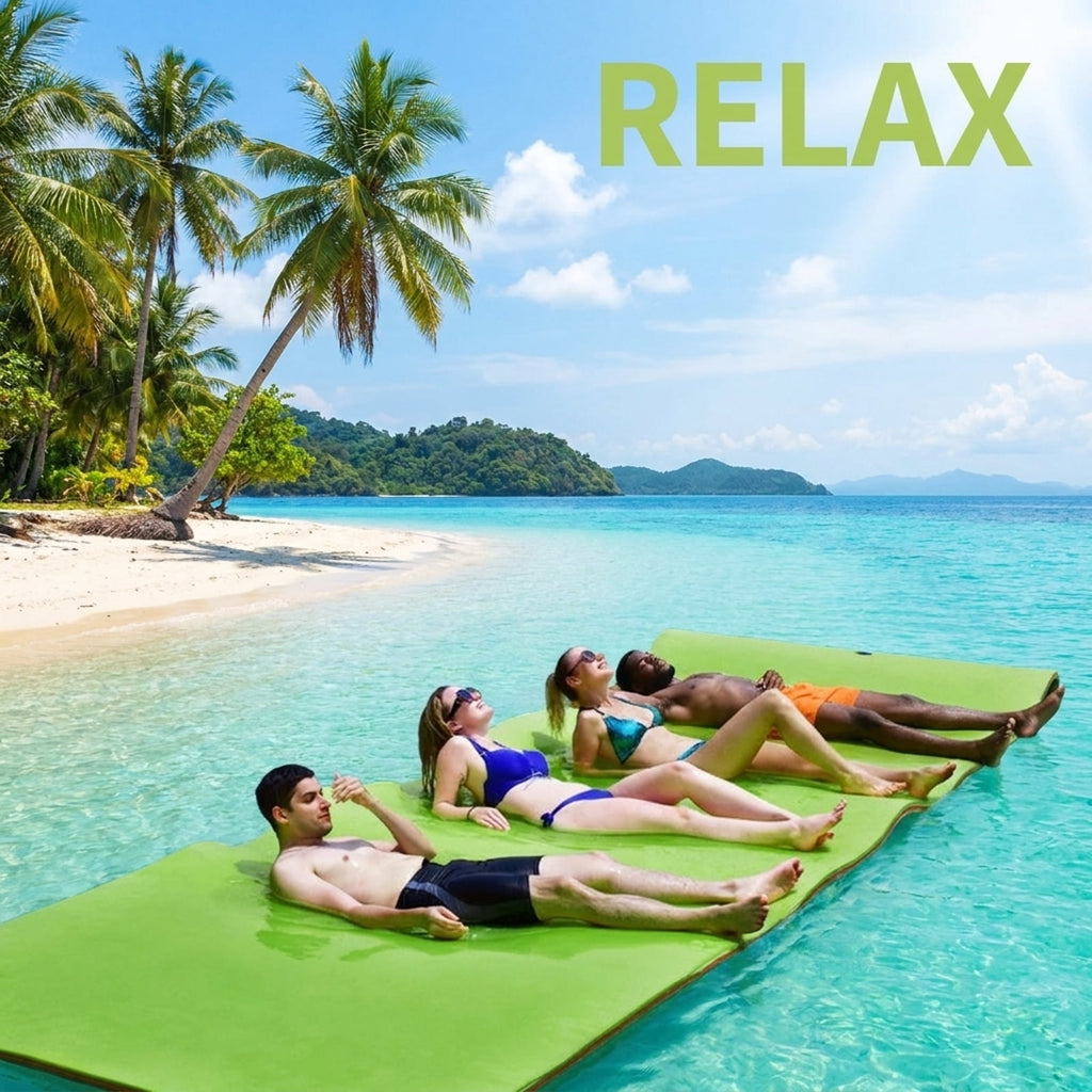 Airfind Oversized Inflatable Pool Float for Adults with Ultra-Soft Flocked Surface and Dual Air Chambers plus Patch Kit and Storage Bag for Lake and Swimming Pool Lounging, Green