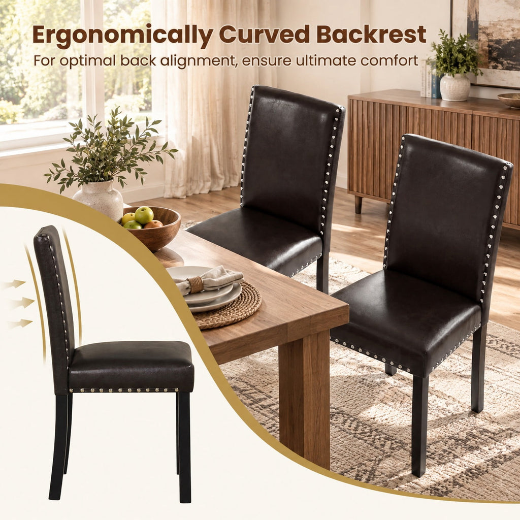 Airfind Set of 2/4 Dining Chairs Faux Leather Upholstered Parsons Kitchen Chairs, Set of 2, Versatile use fits modern farmhouse and office style rooms