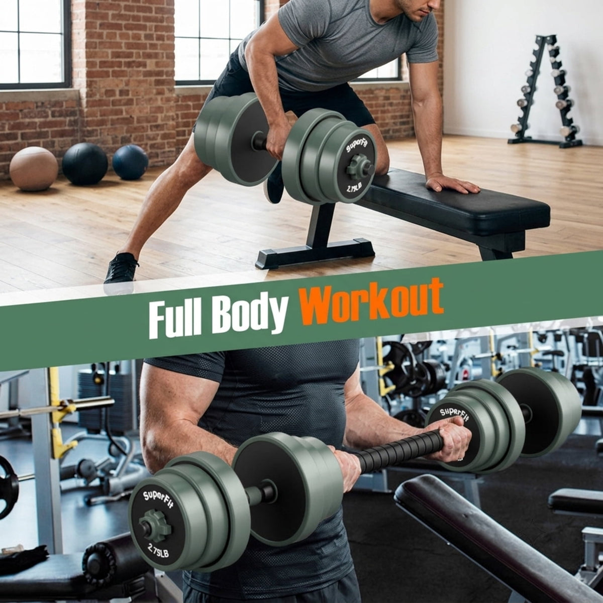 Airfind Adjustable Dumbbell Set with Connector Barbell and Kettlebell Conversion and Foam Grip Handles for Home Gym Full Body Workouts, Black
