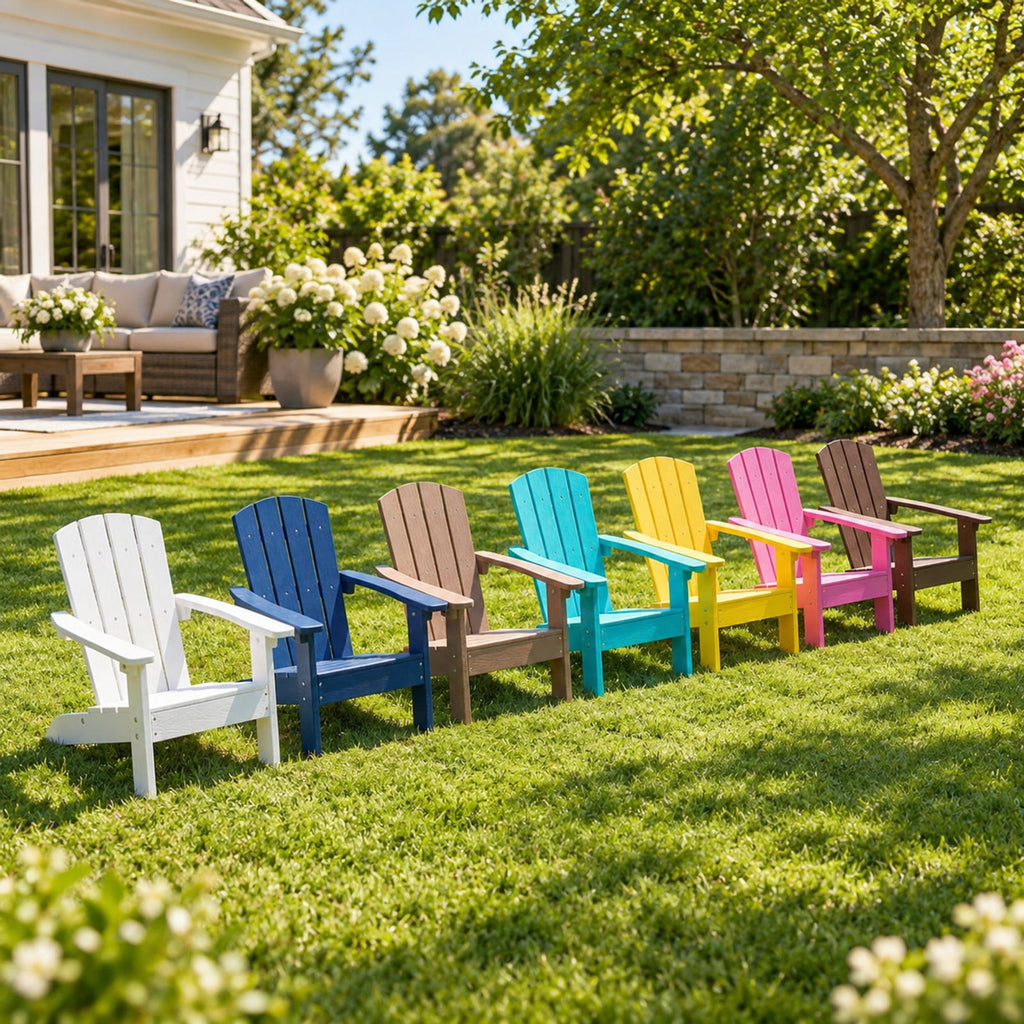 Airfind All-Weather HDPE Kids Adirondack Chair with with High Backrest and Armrests, 165 lbs Capacity, Wood-like HIPS Frame, Yellow