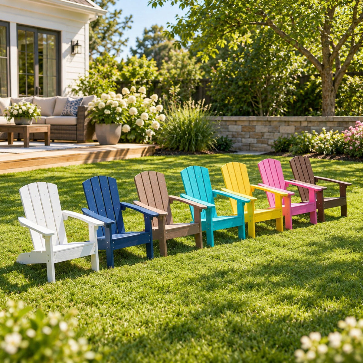 Airfind All-Weather HDPE Kids Adirondack Chair with with High Backrest and Armrests, 165 lbs Capacity, Wood-like HIPS Frame, Yellow