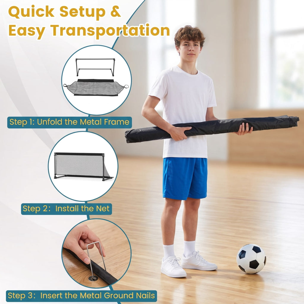 Airfind Portable Pop Up Soccer Goal for Kids with Heavy Duty Metal Frame and Ground Stakes for Backyard Training and Outdoor Practice, Black