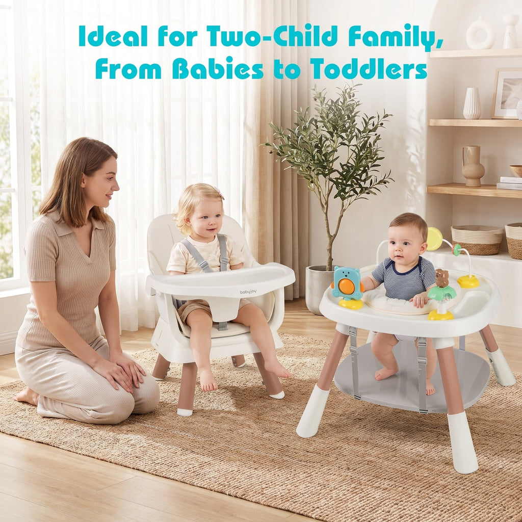 Airfind 16-in-1 Baby High Chair with Activity Center and Booster Seat for Babies and Toddlers, 44 lbs Capacity, Metal Frame, White