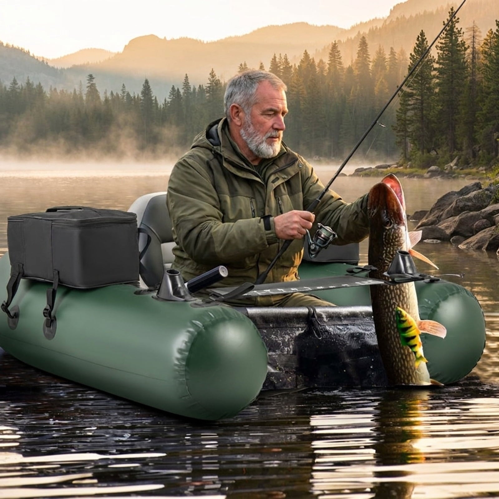 Airfind Inflatable Float Tube for Fly Fishing with Storage Pockets, Camouflage