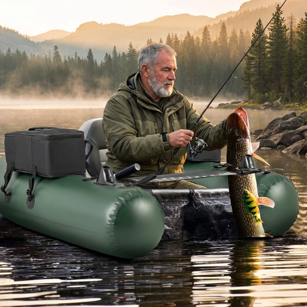 Airfind Inflatable Float Tube for Fly Fishing with Storage Pockets, Camouflage