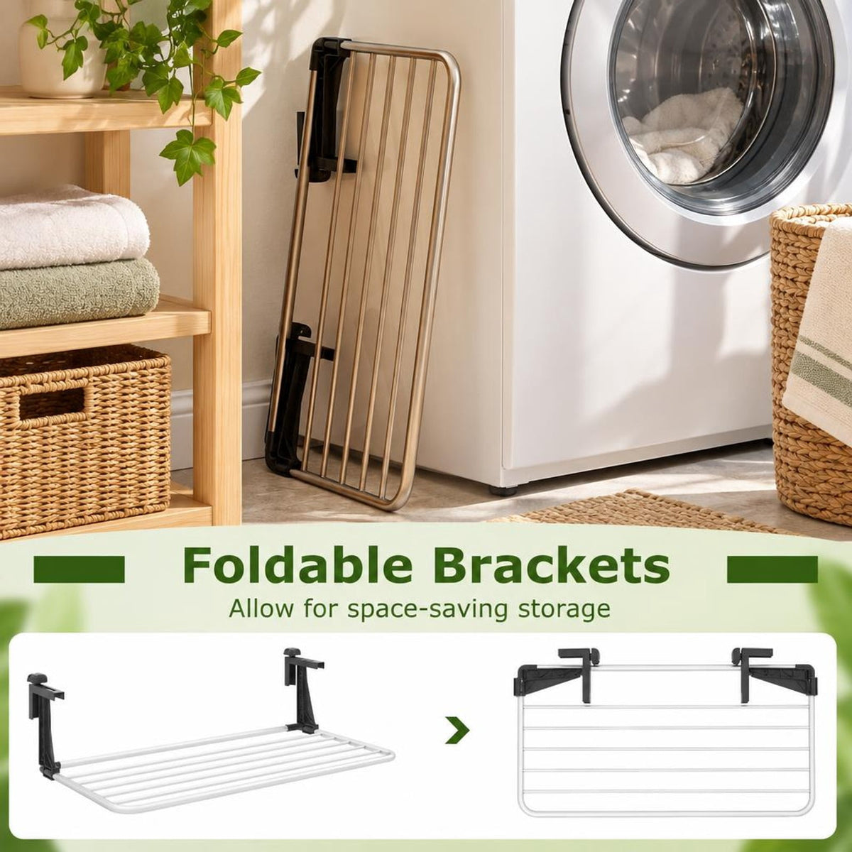 Airfind Portable Clothes Drying Rack Aluminum Towel Rack with Adjustable and Foldable Brackets, Aluminum Plastic Frame, 31 × 17 × 9 Footprint