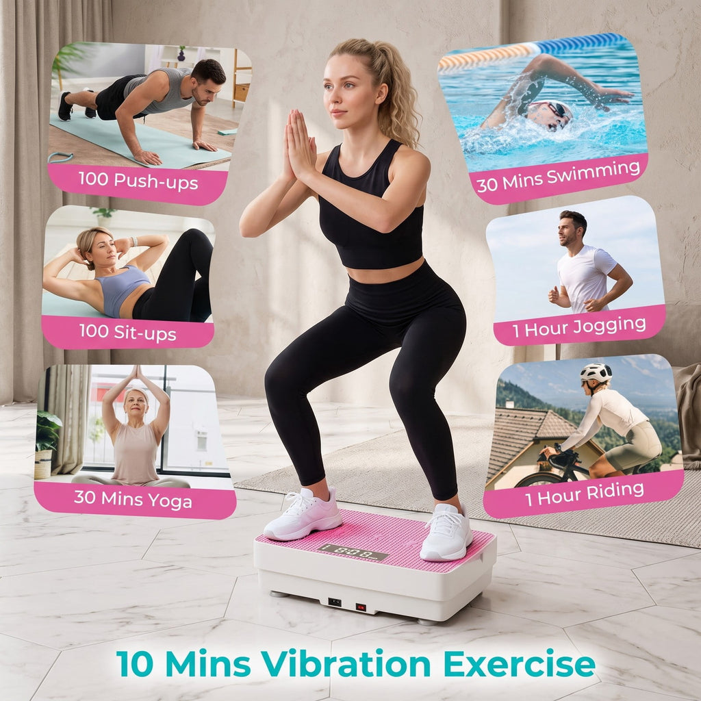 Airfind Vibration Plate Exercise Machine with Gravity Sensor and Wireless Remote, 10-Speed Whole Body Vibration Platform for Home Gym Fitness Weight Loss Toning, Pink