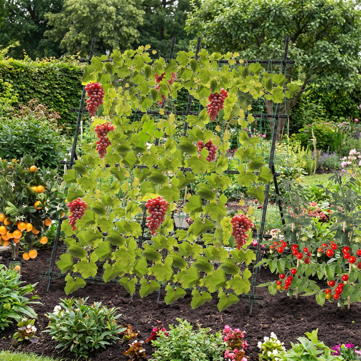 Airfind 74 Inch Tall Garden Trellis for Flower Vine Vegetable Fruit Pea, PE-Coated Metal PP Frame, 31.5 x 36.5 x 75 Footprint, Black