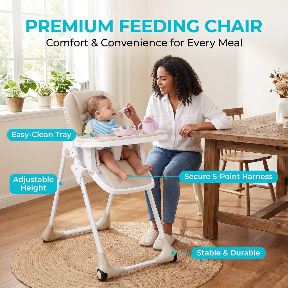 Airfind 3-in-1 Convertible Baby High Chair for Baby and Toddler, 33 lbs Capacity, Metal PP PU