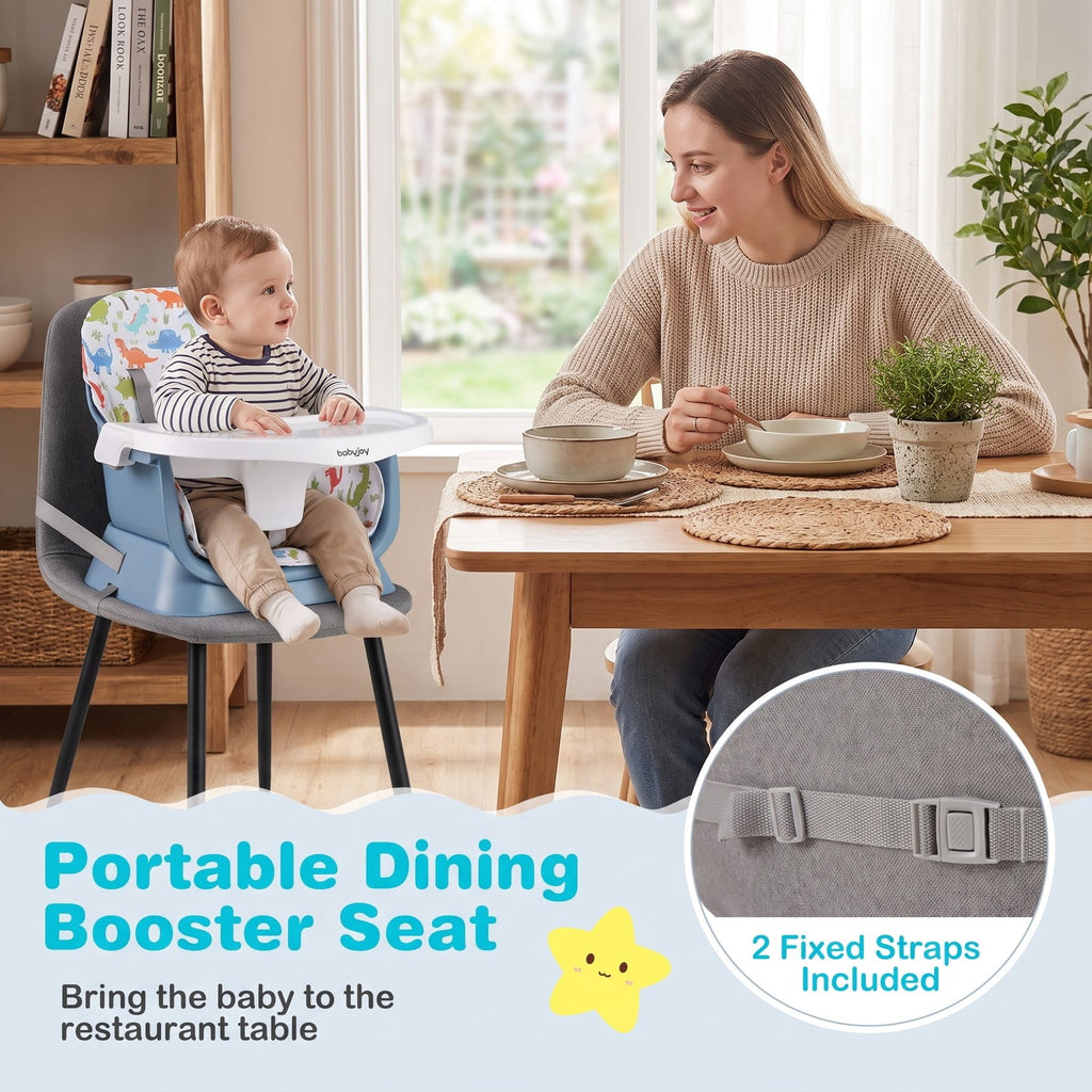 Airfind 16-in-1 Baby High Chair with Activity Center and Booster Seat for Babies and Toddlers, 44 lbs Capacity, Metal Frame, Celadon