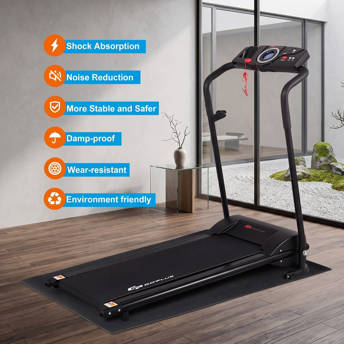 Airfind 59 Inch Long Thicken PVC Equipment Mat for Treadmill and Exercise Bike to Protect Home and Gym Wood Floors, Black