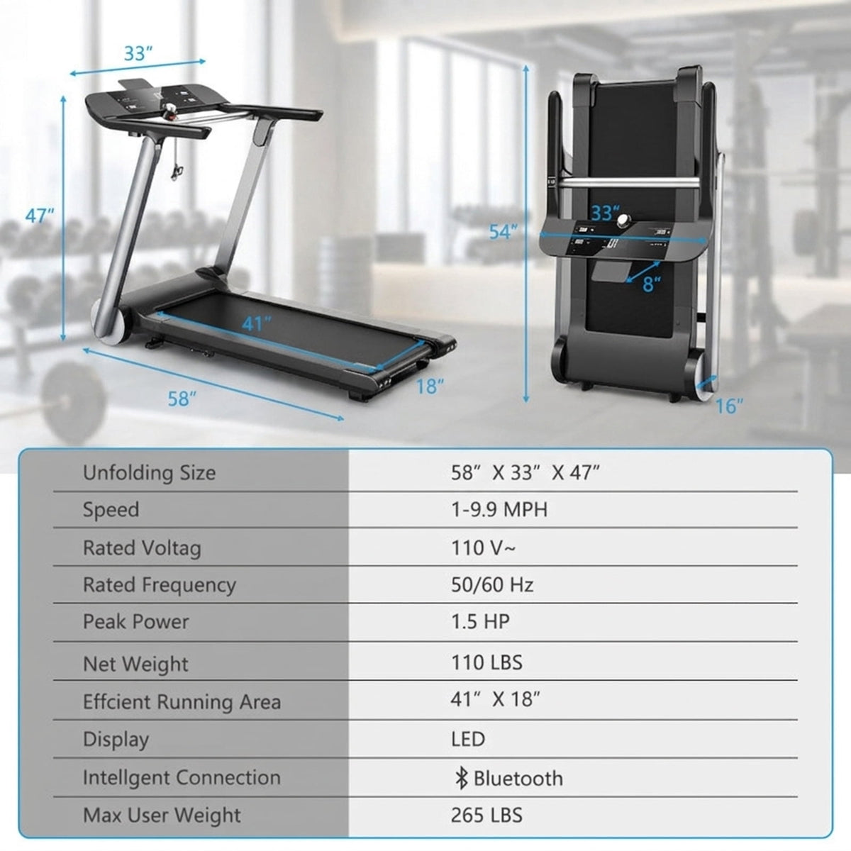 Airfind Walking Treadmill for Home with Adjustable Speed 0.6 to 8 MPH and Shock Absorption Belt and USB Port and Transport Wheels Folding Treadmill, Dark