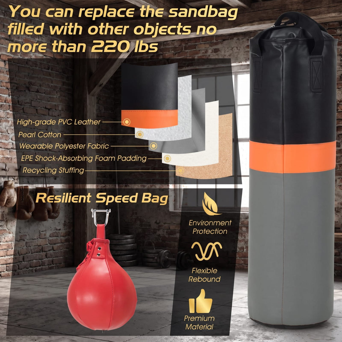 Airfind Heavy Duty Freestanding Boxing Punching Stand with Heavy Bag and Adjustable Speed Bag for Home Gym Strength Training, Grey