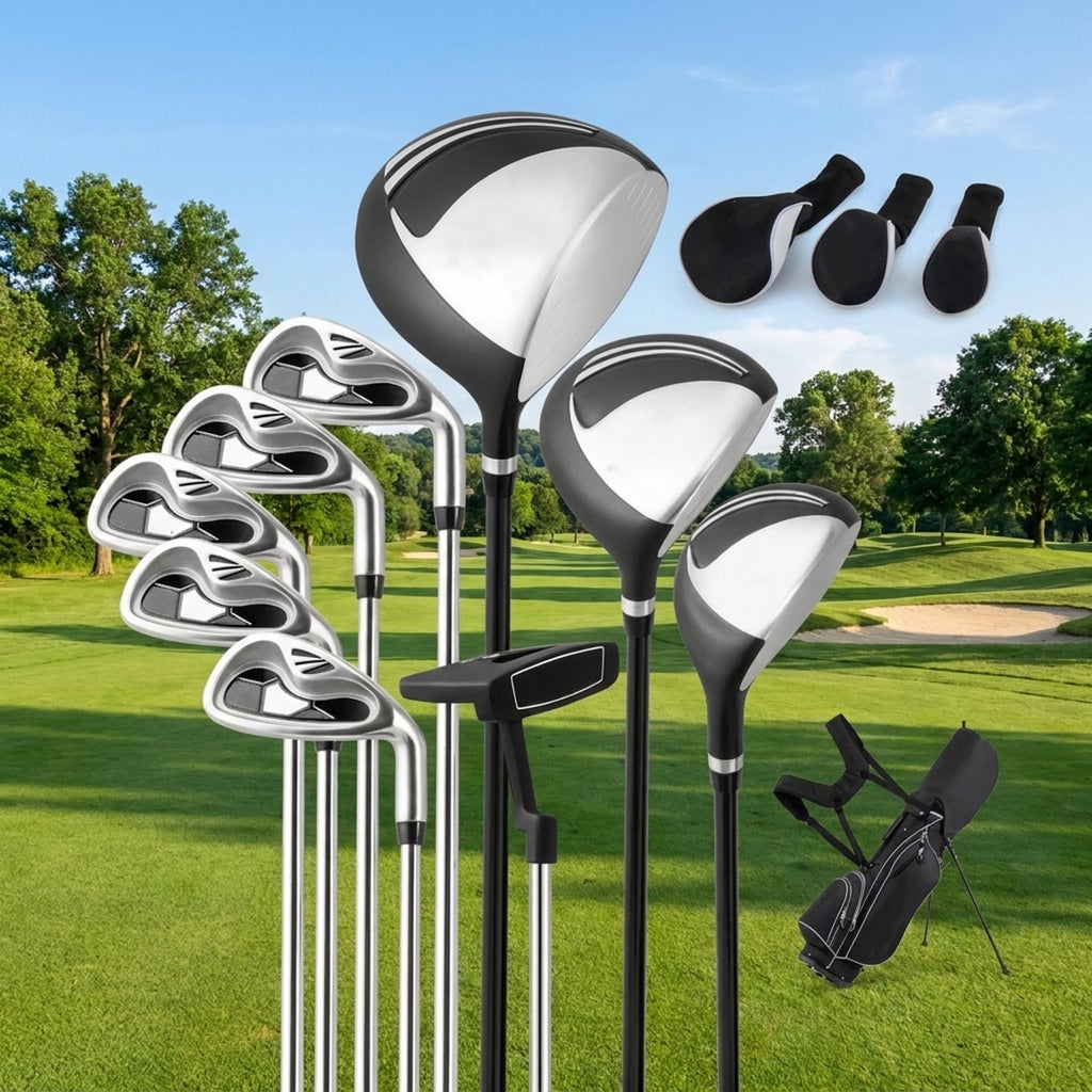 Airfind Right-Handed Golf Club Set for Adults with 11 Pieces Including a Titanium Driver and Stainless Irons Plus Putter and Premium Stand Bag as a Complete Golf Club Set, Dark