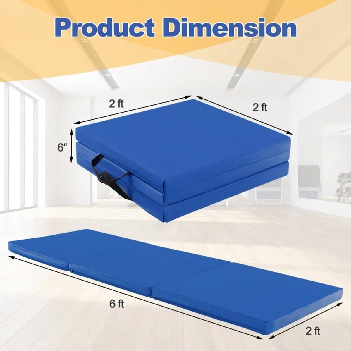 Airfind 9 FT Folding Gymnastics Balance Beam with Anti-Slip Bottom and High-Density EPE Foam plus Easy Assembly for Kids, Navy