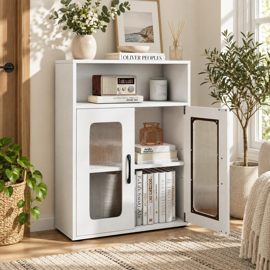 Airfind Bathroom Cabinet Freestanding Cabinet featuring 2 Doors and 3-Level Adjustable Shelf, 155 lbs Capacity, Engineered Wood Frame, White