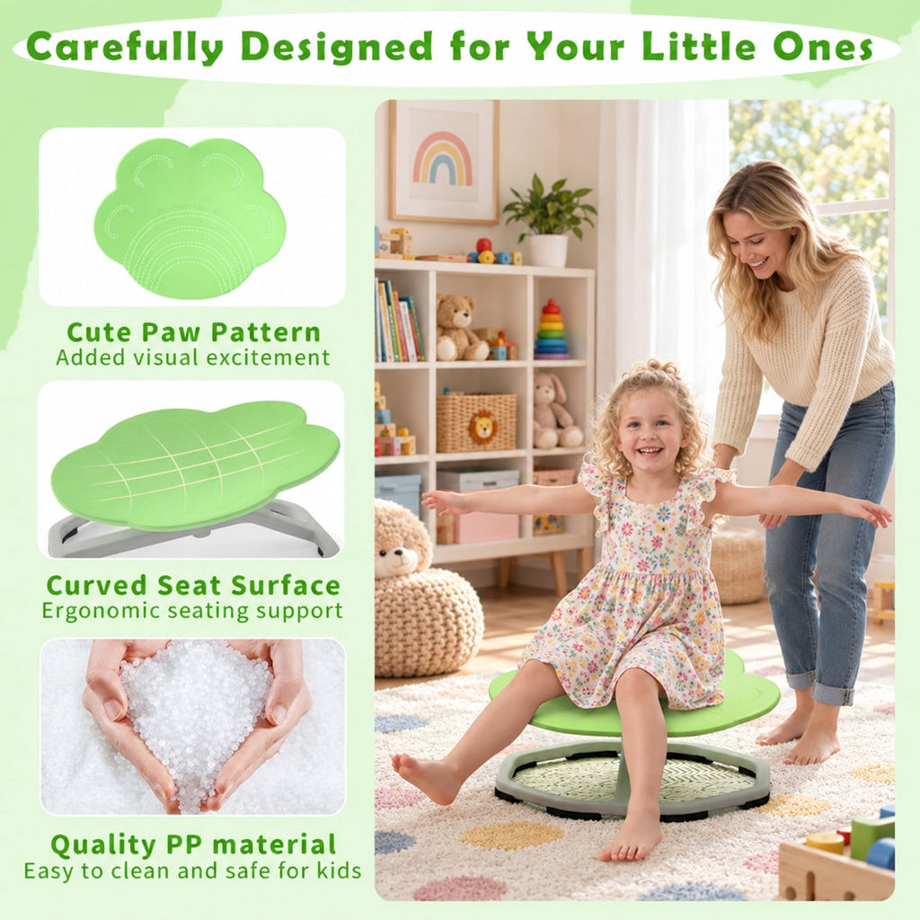 Airfind Kids Sensory Swivel Chair Cat Claw 360° Spinning Chair with Non-Slip Metal Base, 220 lbs Capacity, PP Metal Frame, Green