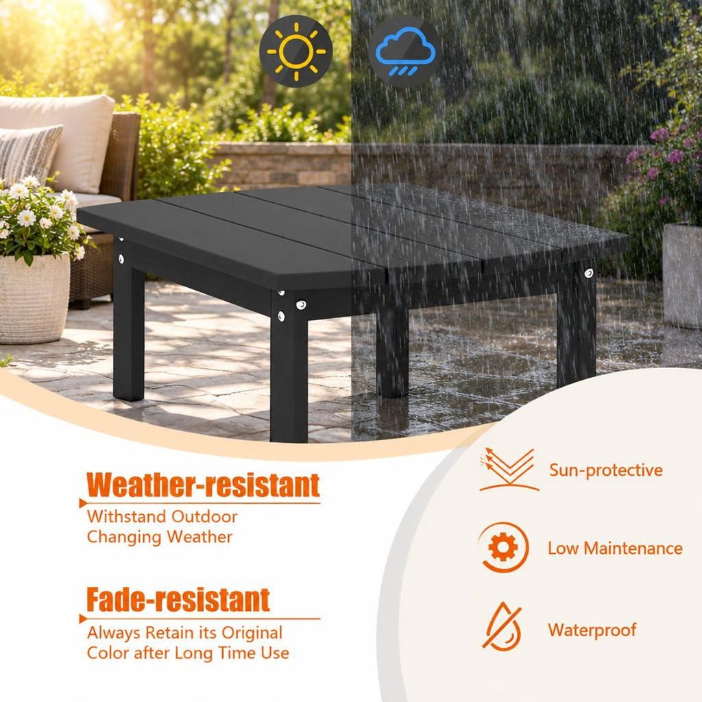 AIRFIND Outdoor Side Table, 18 inch Tall HDPE Patio End Table with Slatted Top and Stainless Steel Screws for Porch or Garden, Black