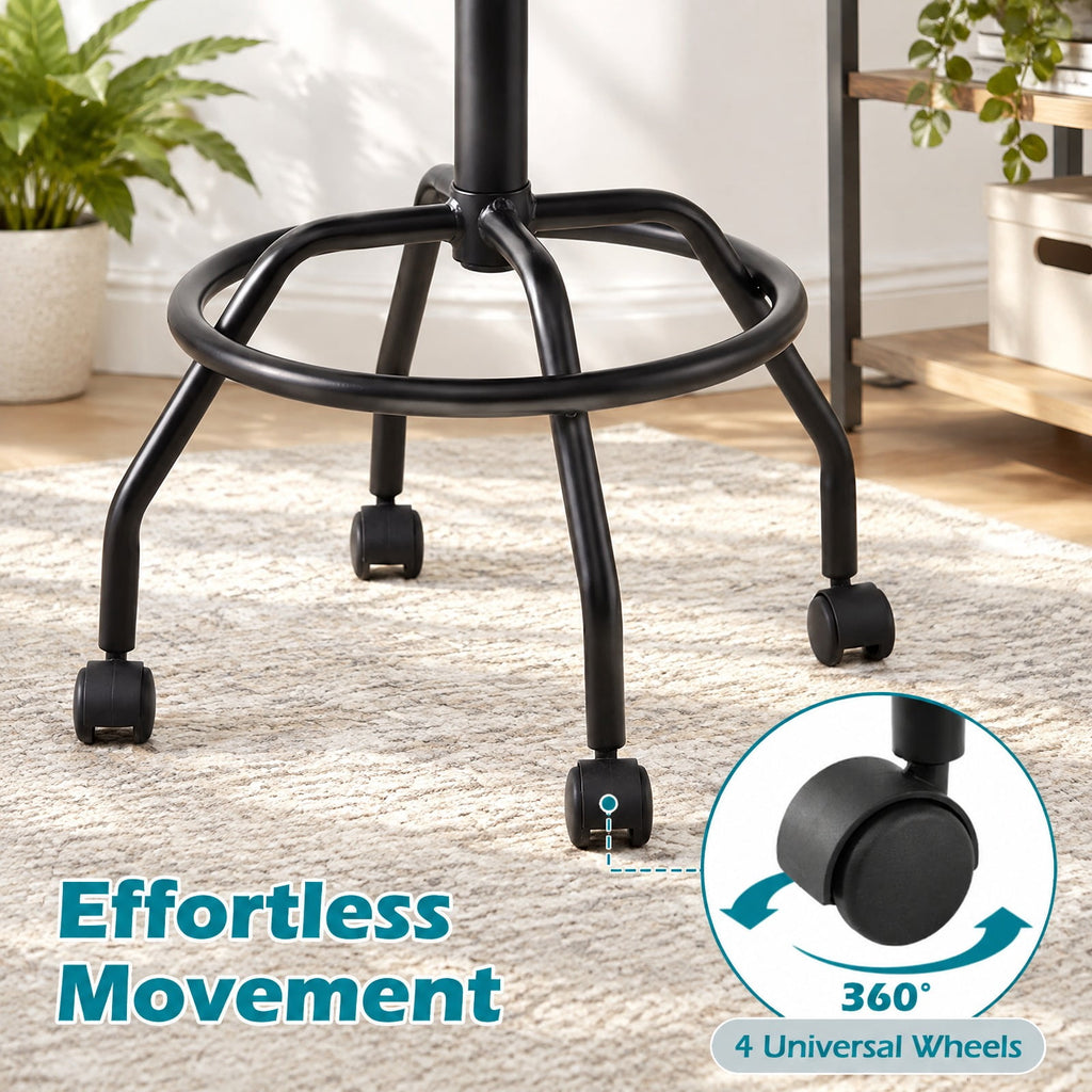 Airfind Set of 2 Modern Swivel Height Adjustable Bar Stool with Backrest, 330 lbs Capacity, Metal PU Leather Sponge Plywood Frame, Black
