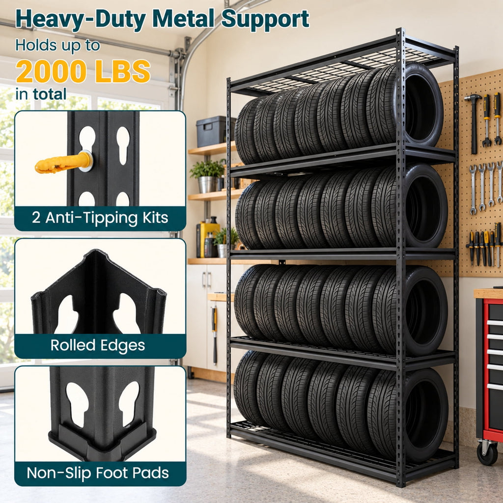 AIRFIND Metal Shelving Units Set of 3, 5 Adjustable Wire Shelves Each, 400 lb Capacity per Tier, 36 x 18 x 72 in Each, Black