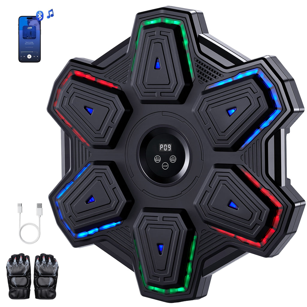 Airfind Wall Mounted Boxing Punch Pad Target with Light and Music Reflex Focus Strike Pad for MMA Home Gym Training 3 Mounting Options Black