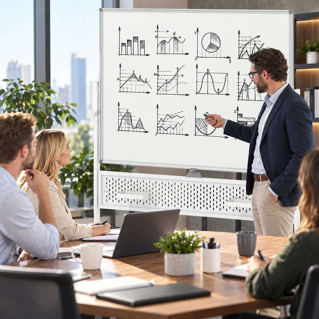 Airfind Mobile Whiteboard Adjustable Double-Sided Magnetic Board with Pegboard, Metal Aluminum Alloy PU Frame, 50 x 22 x 65.7 Footprint, White
