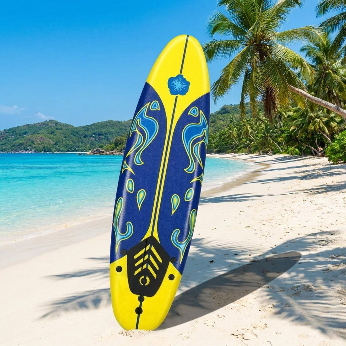 Airfind 6FT Foam Surfboard for Beginners, Adults Kids ¡ª 3 Detachable Thruster Fins, EPS Core, HDPE Slick Bottom, Leash Traction Pad Included (Yellow)