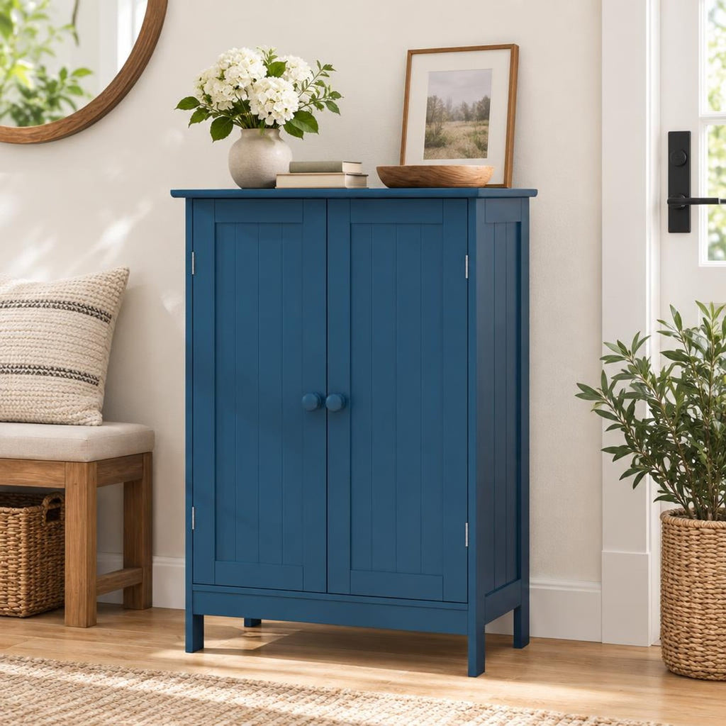 Airfind 2-Door Freestanding Wooden Bathroom Cabinet with Adjustable Shelf, 22 lbs Capacity, MDF Frame, 24in x 14in x 34.5in Footprint, Green