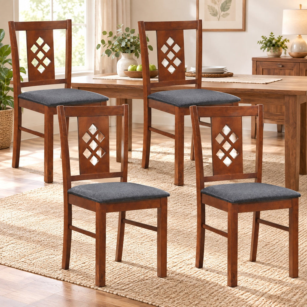 Airfind Linen Style Upholstered Kitchen Chairs with Wood Frames Set of 2, Chair 330 Lbs Capacity, Rubber Wood Polyester Sponge Engineered, Unspecified