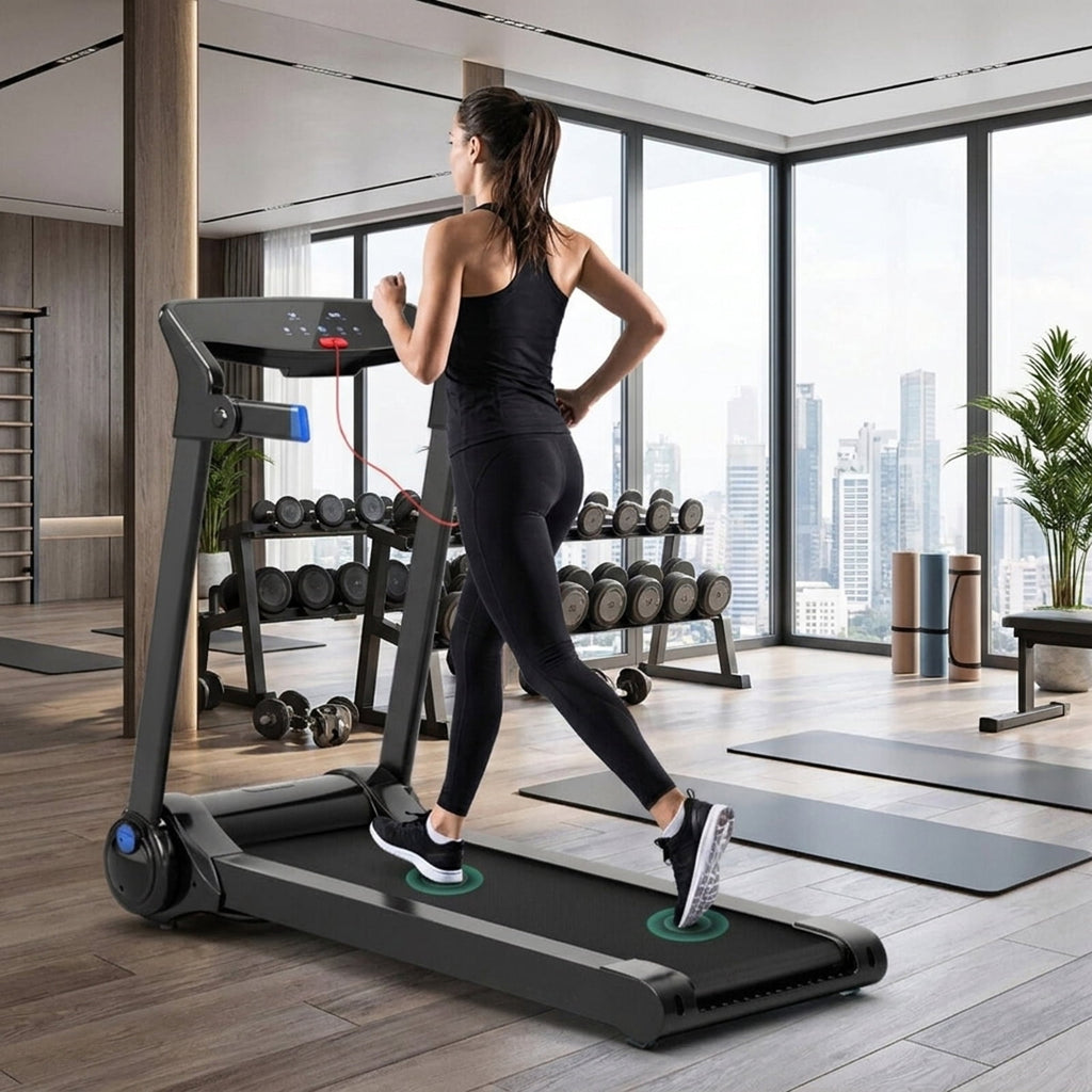 Airfind 3HP Folding Cardio Treadmill with Audio Console, Blue