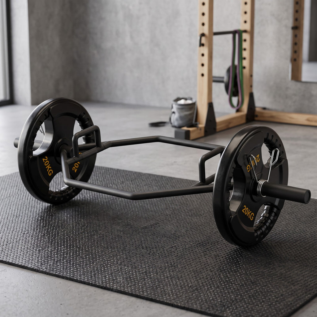 Airfind 56 Inch Olympic Hexagon Deadlift Trap Bar with Folding Grips, Heavy-Duty Steel Powerlifting Hex Bar with Dual Knurled Handles for Home Gym, 800 lbs, Black