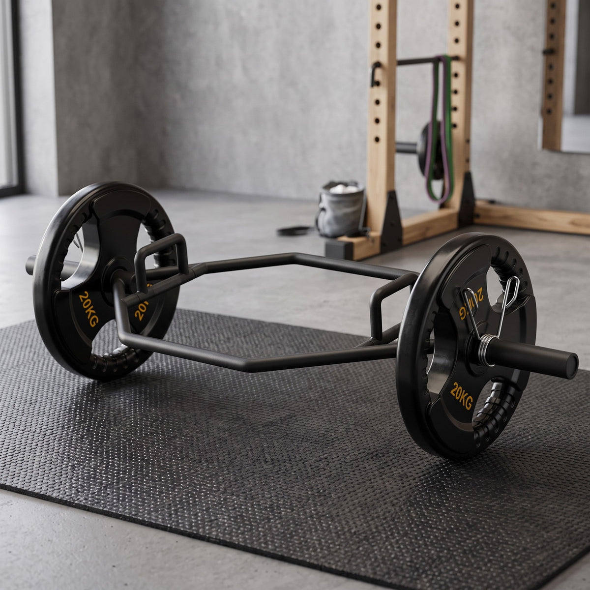 Airfind 56 Inch Olympic Hexagon Deadlift Trap Bar with Folding Grips, Heavy-Duty Steel Powerlifting Hex Bar with Dual Knurled Handles for Home Gym, 800 lbs, Black