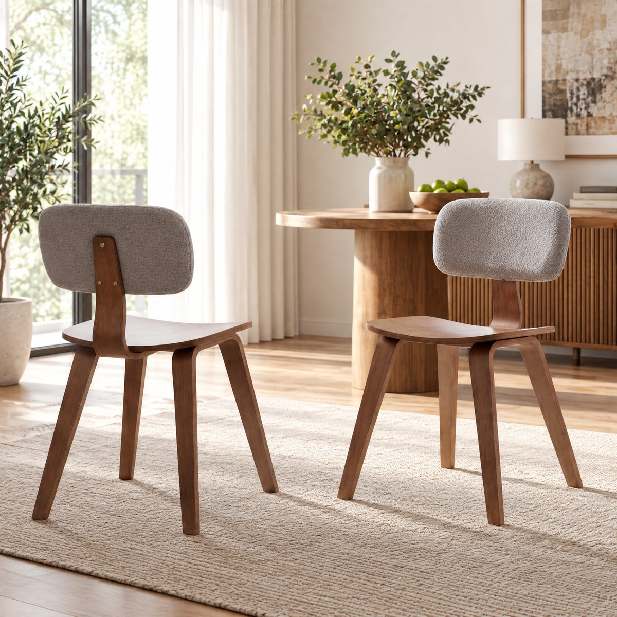 Airfind Set of 2 Rubber Wood Dining Room Chairs with Teddy Velvet Padded Backrest, Capacity 330 lbs Capacity, Rubber Wood Teddy Velvet Sponge Frame