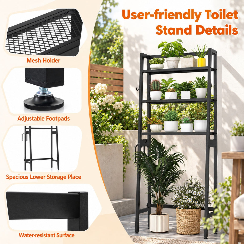 Airfind 3-Tier Over The Toilet Storage Shelf with Adjustable Bottom Bar, ‎Metal Item weight 20 lbs Frame, Black