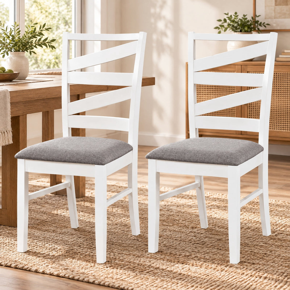 Airfind Dining Chairs Set of 2 with Backrests and Rubber Wood Frames, Chair 330 lbs Capacity, 21 × 18 × 38 Footprint, Brown