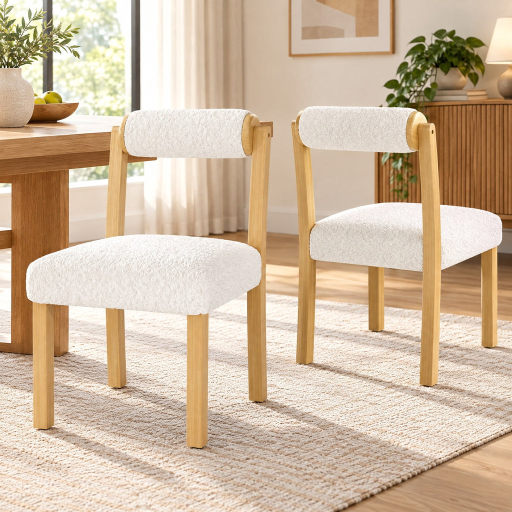 Airfind Wooden Dining Chair with Rubber Wood Frame and Cylinder Back Set of 2, 330 lbs Capacity, 20 Inch x 23.5 Inch x 34 Inch Footprint, White