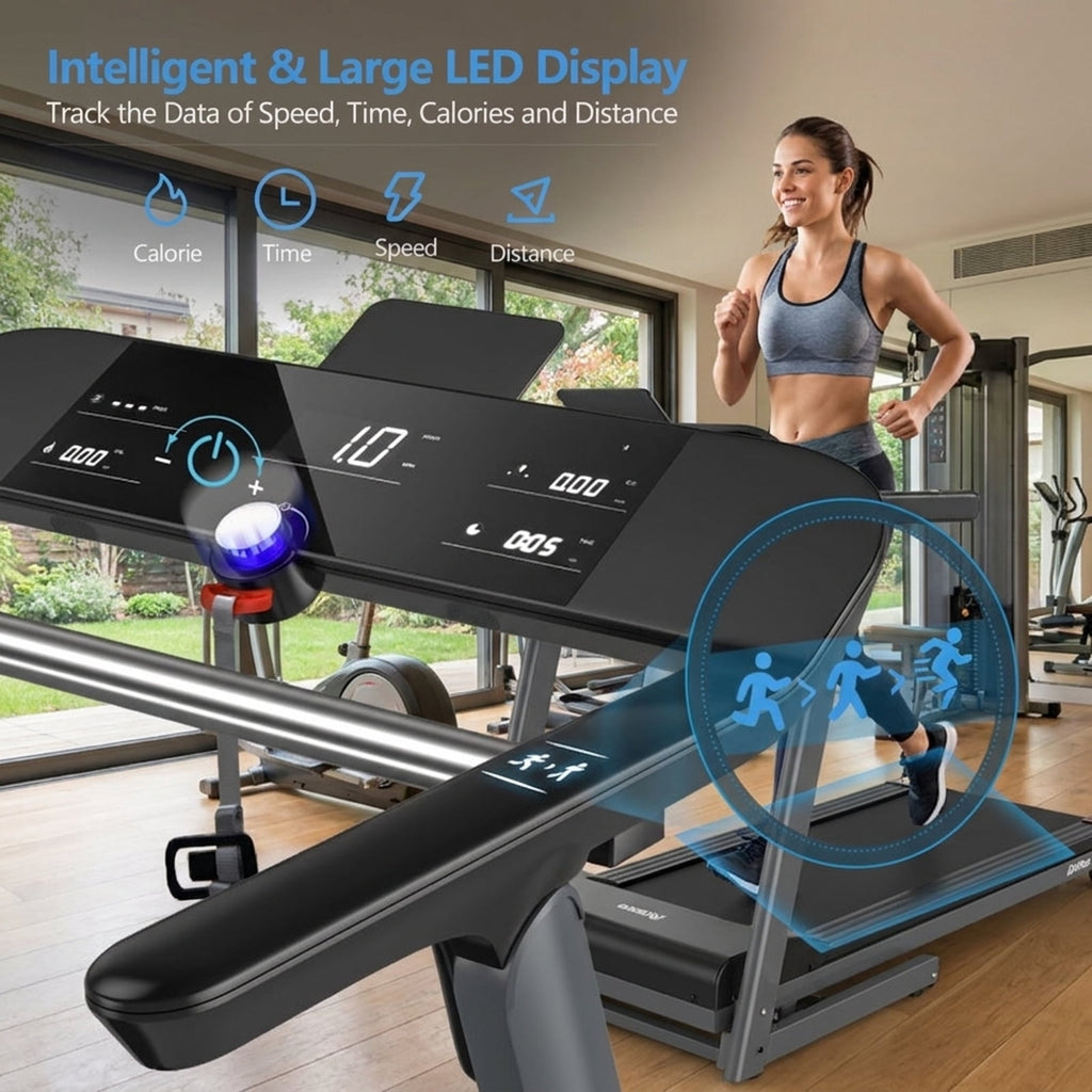 Airfind Walking Treadmill for Home with Adjustable Speed 0.6 to 8 MPH and Shock Absorption Belt and USB Port and Transport Wheels Folding Treadmill, Dark