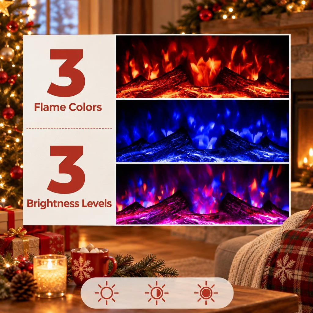 Airfind 23 Inch Electric Fireplace Insert Fireplace Heater with Adjustable Flame Color, Metal Tempered Glass Frame, Black