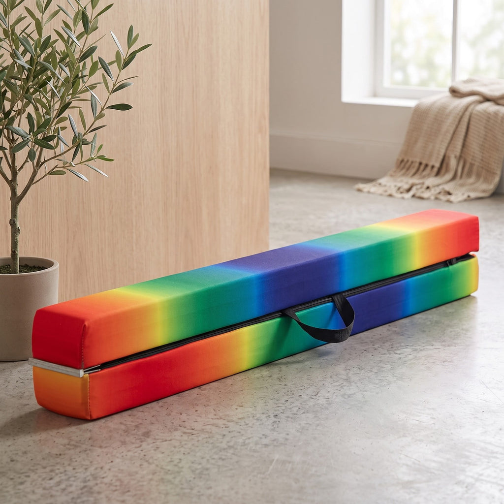Airfind Folding Balance Beam for Kids with Solid Wood Base and Anti-slip Bottom for Home Gymnastics Training and Practice, Rainbow