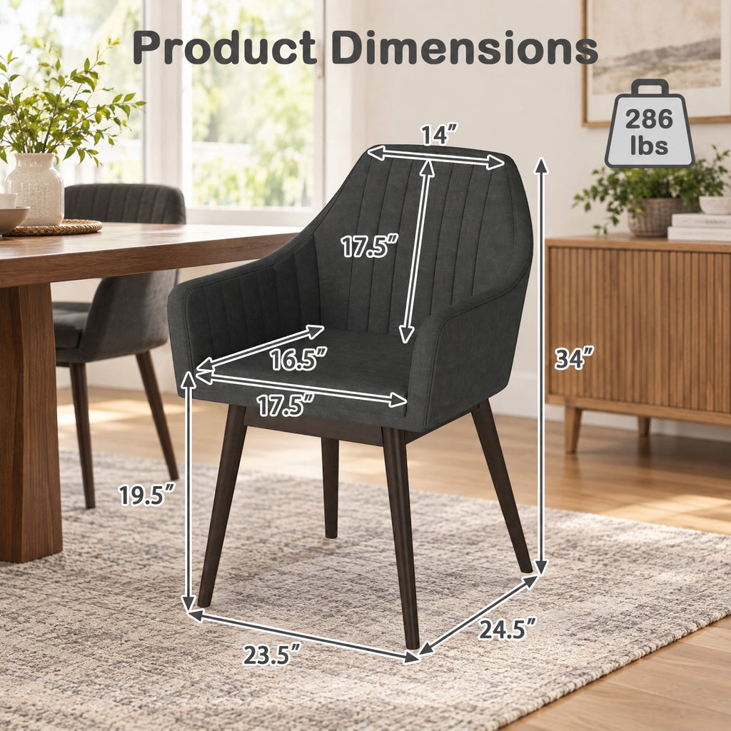 Airfind Dining Chairs Set of 2 Upholstered Accent Chairs with Comfy Padded Backrest and Seat, 286 lbs Capacity, Black